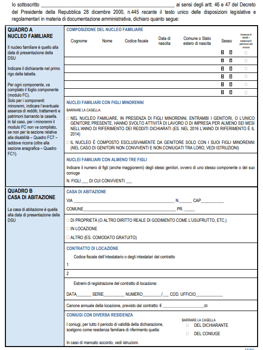 Autocertificazione ISEE