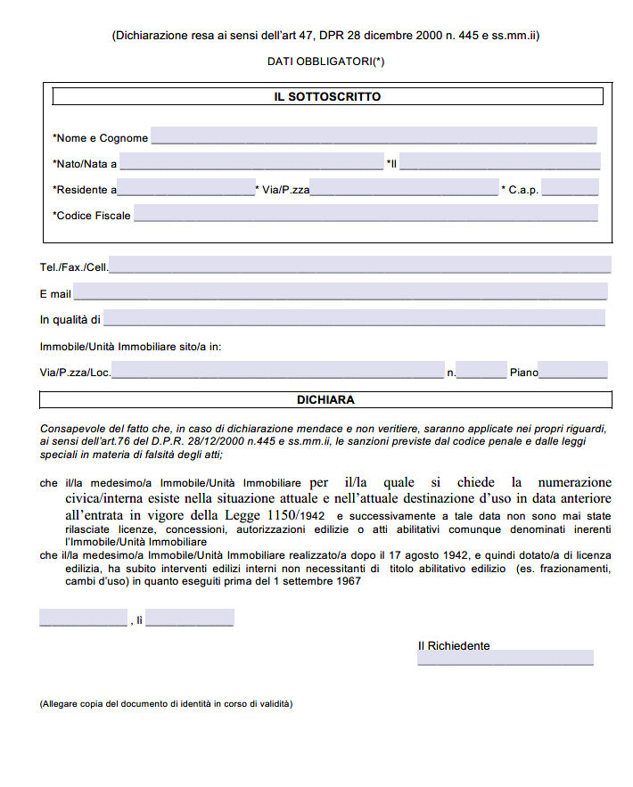 Dichiarazione Fabbricato Ante 1967